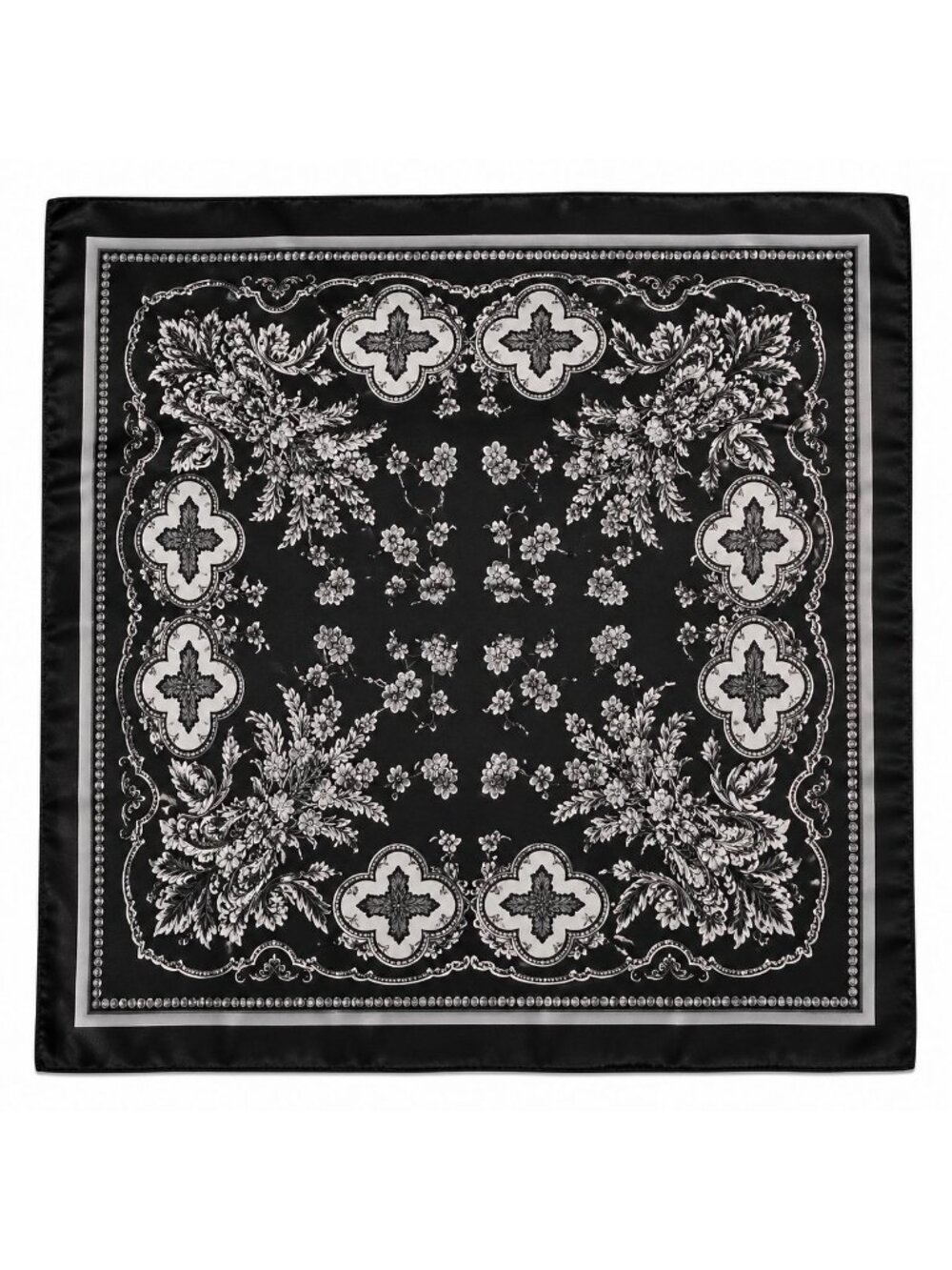 Black Paisley Square Scarf Bandana Wild Rag Neck Head Wrap 35 in